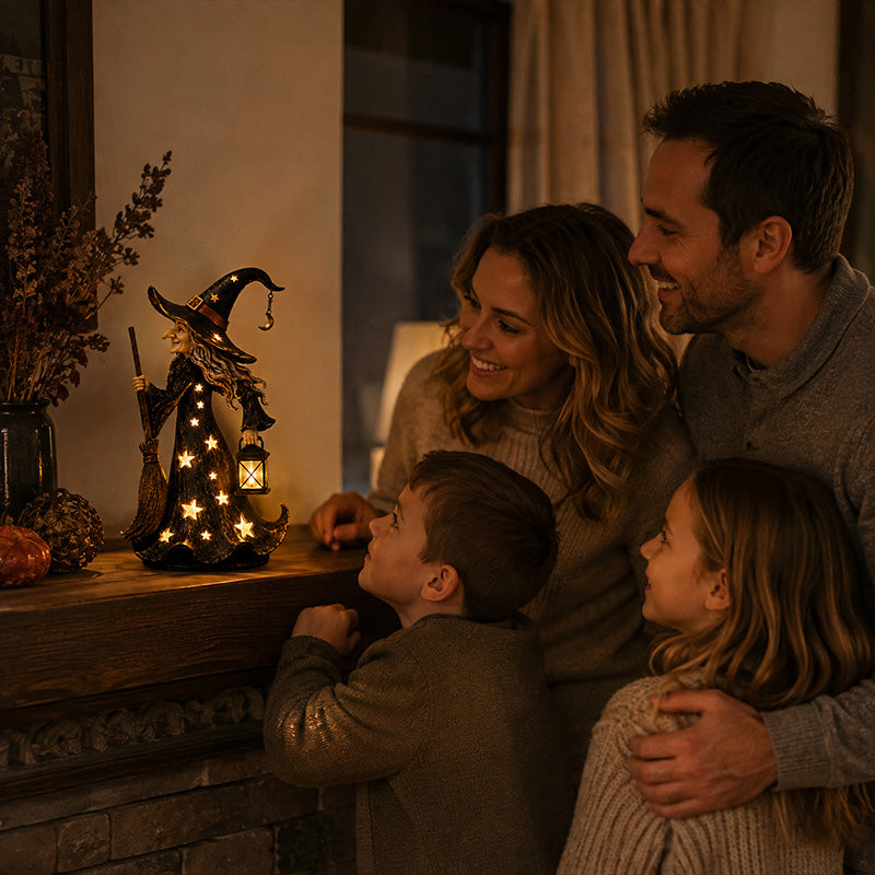 🌙 Magische Starlight Heksen Nachtlamp | Sfeervolle Herfst & Halloween Decoratie