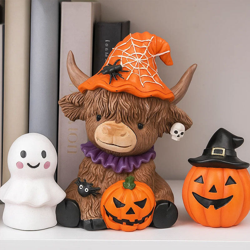 🖤 Skotlannin Ylämaanlehmä - Aito Halloween-koriste Pöydälle ja Ovelle 🎃🐮