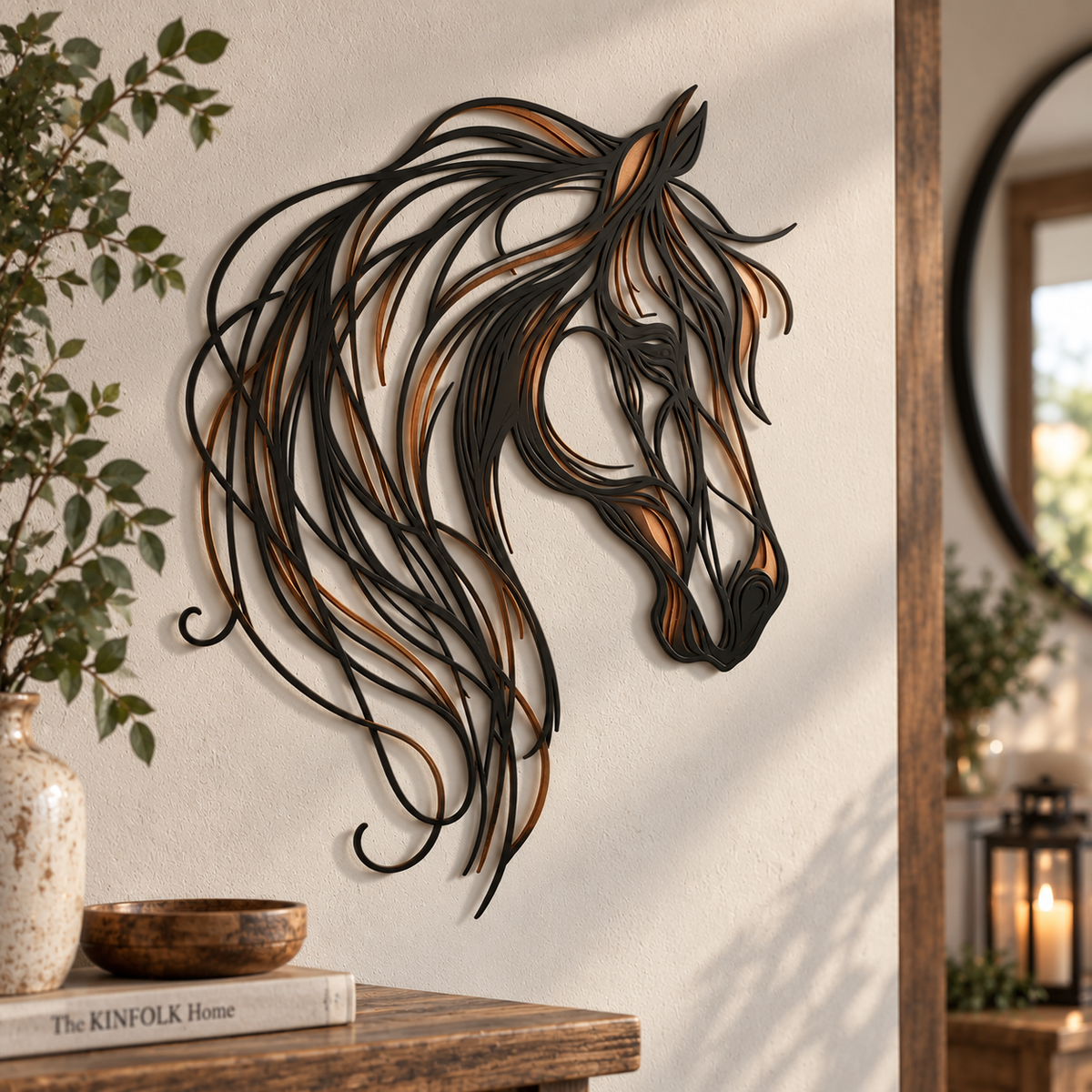 Metalen Paardenkop Wanddecoratie – Luxe 3D Kunstwerk voor je Interieur! 🐎