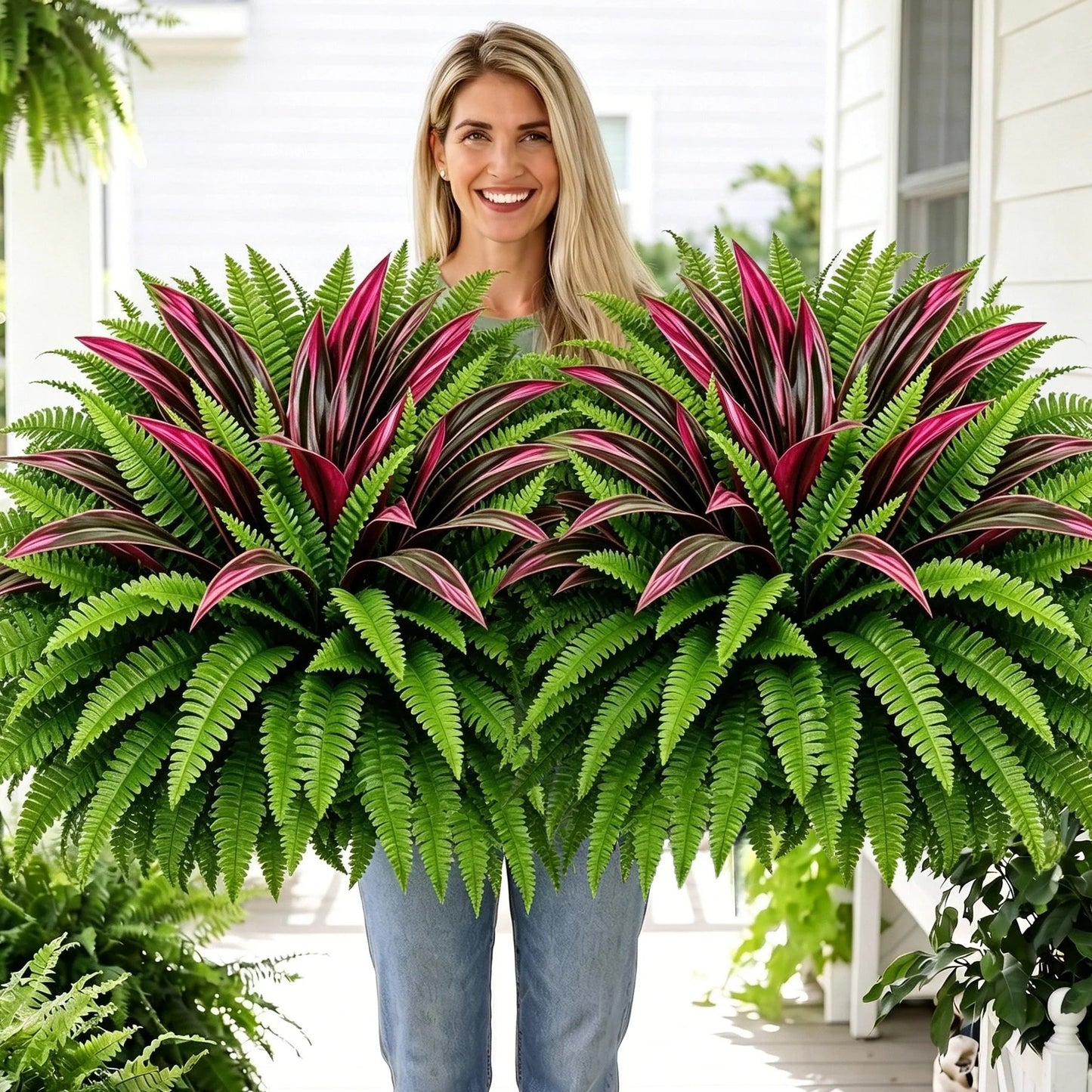 Net Echt! 🌿 Premium Kunstvaren Met Prachtige Rode Accentbladeren (UV-Bestendig)