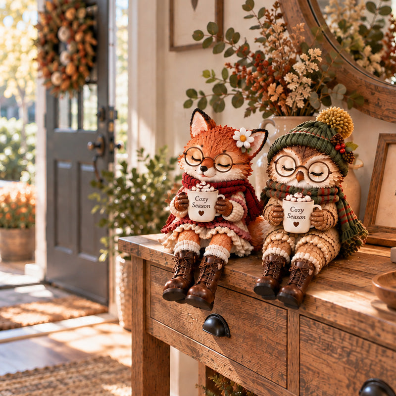 Liefdevolle Kerstdier Figuurtjes | Met Koffiekopje voor de Ultieme Winterse Gezelligheid ☕