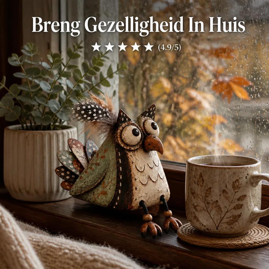 🍂 Geef Je Huis Direct Die Unieke, Warme & Landelijke Sfeer – 🦉 Decoratieve Uil Met Bungelbenen 🏠