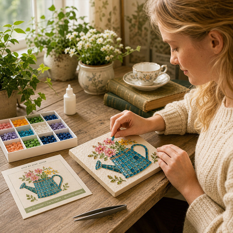 🌻🏡 Breng de Rust van een Bloementuin in Huis 🌸 DIY Mozaïek Kunstset
