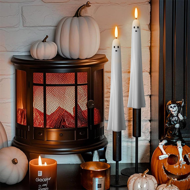 🎃👻 Kauko-ohjattava Halloween-kynttilä 3D Liekillä | Turvallinen & Sähkökynttilä Lapsille | Kummituksen Koriste 👻🎃