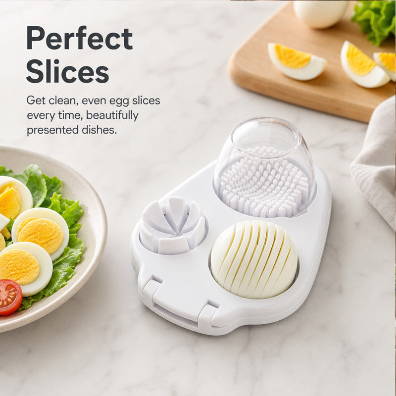 🍳 Nooit meer kruimelig eigeel! De 3-in-1 eiersnijder voor perfecte plakjes & blokjes ✨