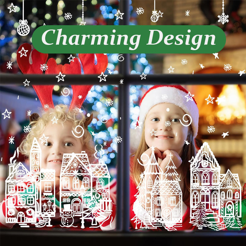 🏠 Kerstdorp Raamstickers – Breng Magische Kerstsfeer op Elk Raam! ❄️