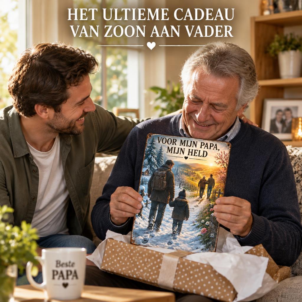 "Voor Mijn Papa, Mijn Held" Metalen Wandbord – Het Most Emotionele Cadeau voor Papa! ❤️