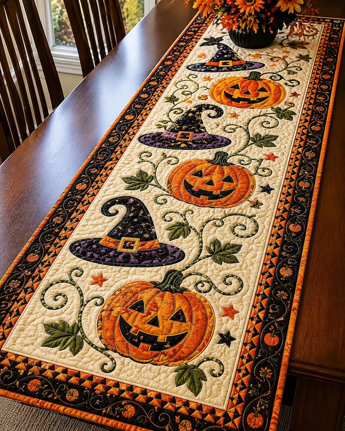 Sfeervolle Herfst & Halloween Tafelloper 🎃 (Luxe Gewatteerd Design)