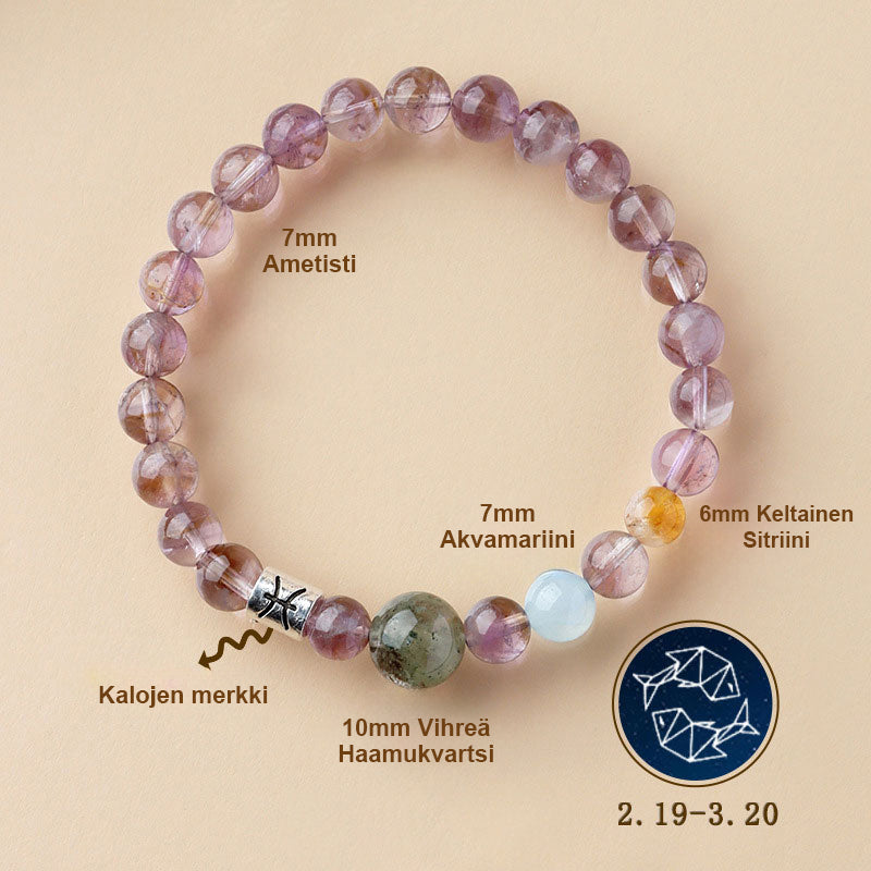 ✨ Henkilökohtainen Horoskooppirannekoru | Aito Luonnonkristalli Energiatasapainottaja 🌌 Täydellinen Lahja 💖