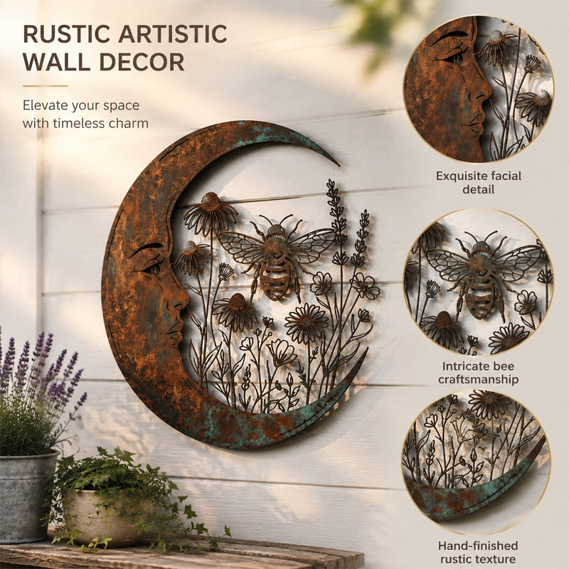🐝 Creëer Je Eigen Dromerige Rustplek: Luxe Moon & Bee Wanddecoratie voor Buiten