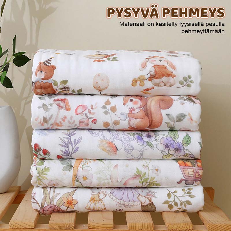 Lasten hupullinen sideharsokangaskylpypyyhe