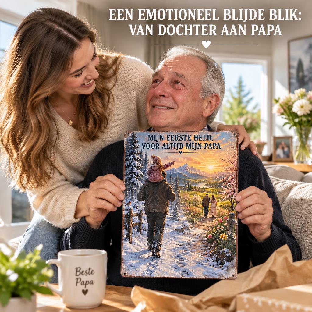 "Voor Mijn Papa, Mijn Held" Metalen Wandbord – Het Most Emotionele Cadeau voor Papa! ❤️