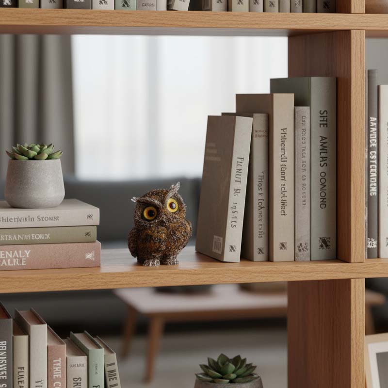 🦉 Käsintehty Pöllöhartsi Koriste Kristallisoralla - Viisauden Symboli Kotiin