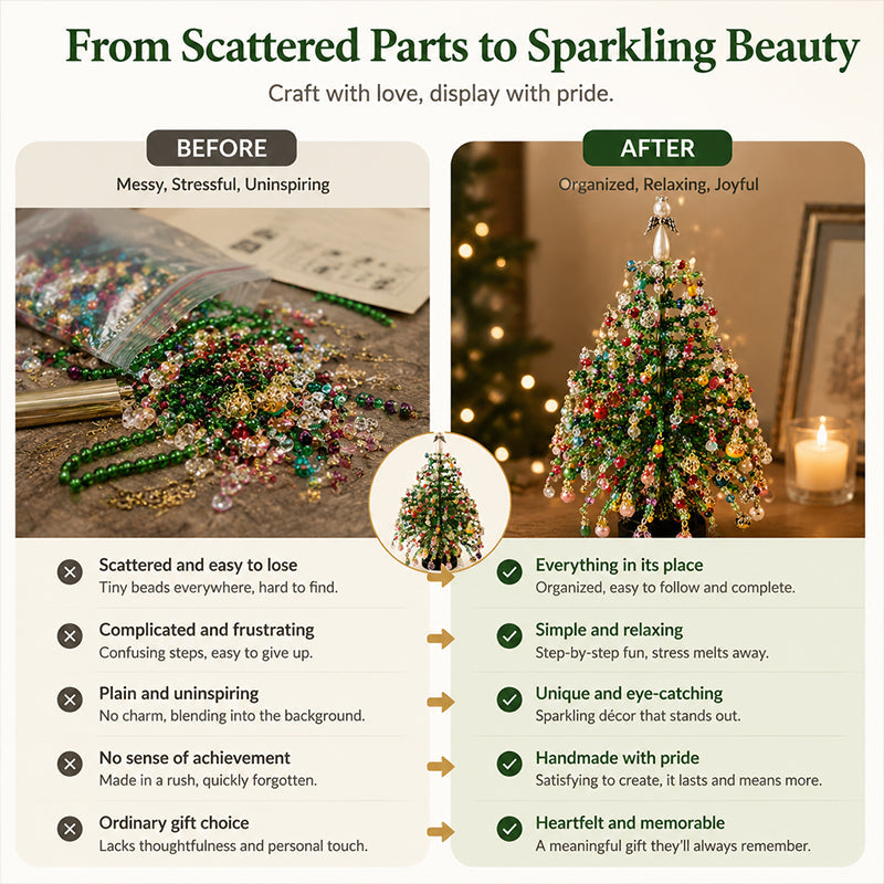🎄 Creëer Kerstmagie in Huis: Complete DIY Parelen Kerstboom Kit ✨ (Met Engel Piek)