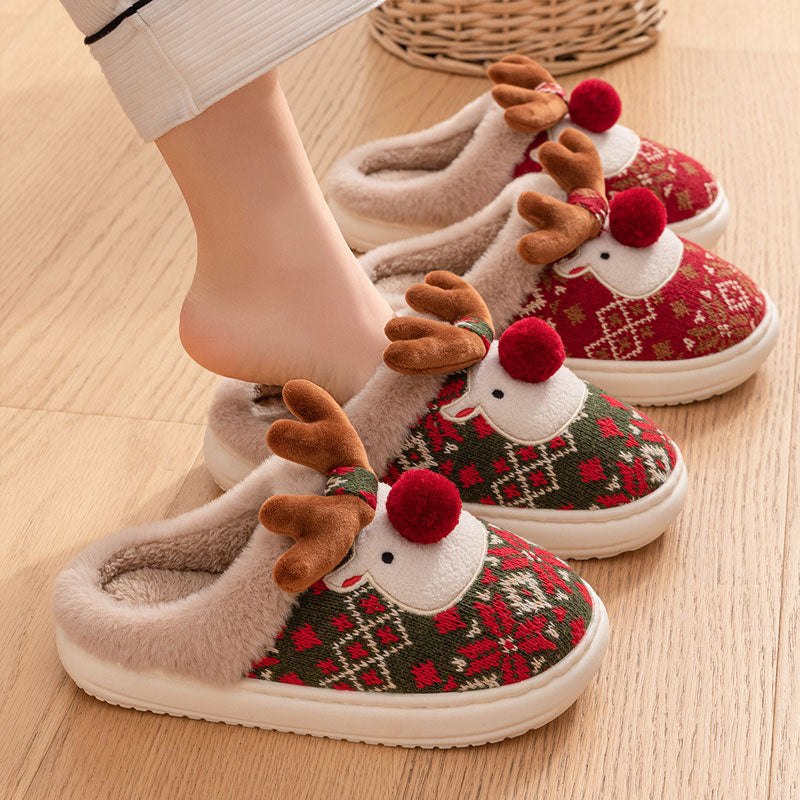 🦌 Suloiset Poro Tohvelit ✨ | Lämpimät Tekoturkisvuoriset Joulutossut 🔥 | Liukumaton Pohja