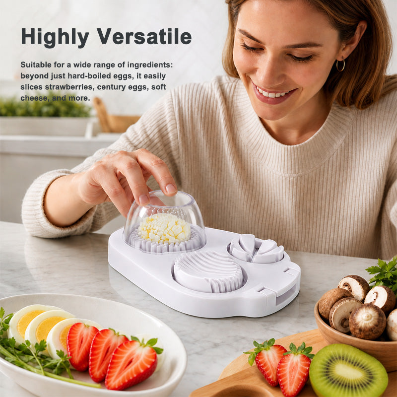🍳 Nooit meer kruimelig eigeel! De 3-in-1 eiersnijder voor perfecte plakjes & blokjes ✨