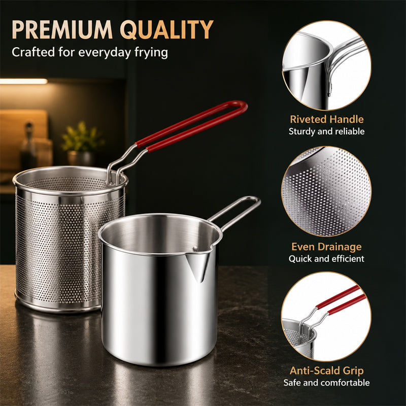 🍤 Slimme Mini Frituurpan met Zeefmand – 70% Minder Olie, 100% Krokant!