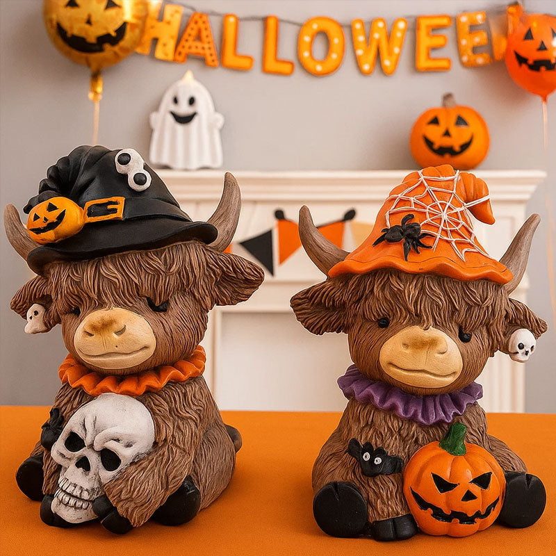 🖤 Skotlannin Ylämaanlehmä - Aito Halloween-koriste Pöydälle ja Ovelle 🎃🐮