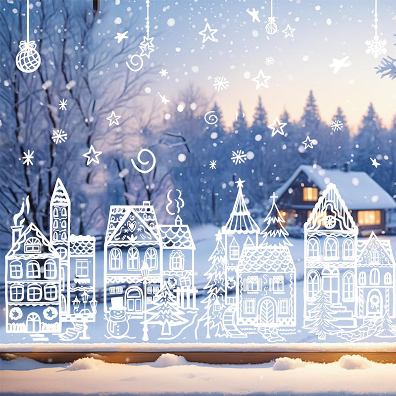 🏠 Kerstdorp Raamstickers – Breng Magische Kerstsfeer op Elk Raam! ❄️