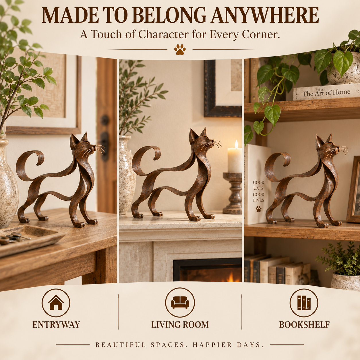🐱✨ Elegant Metalen Maine Coon Beeldje – Sfeervolle Kattenkunst voor in Huis 🏡