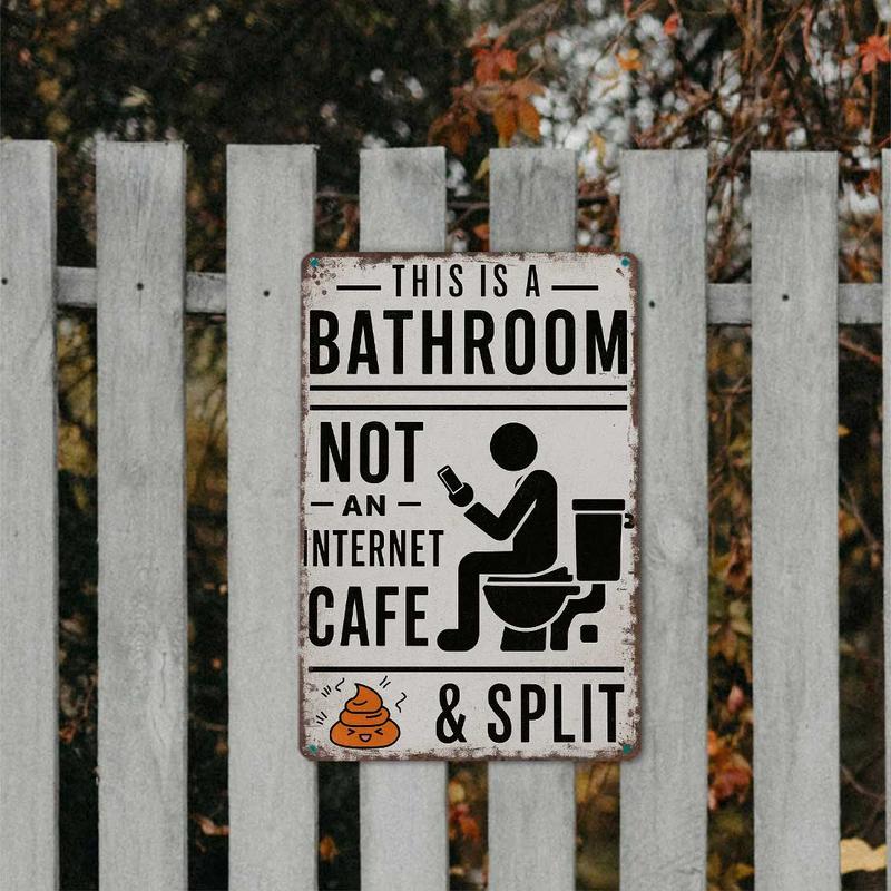 😂 Vintage Metalen Bord Toilet – Geen Internetcafé – Hét Cadeau voor Telefoonverslaafden 🚽