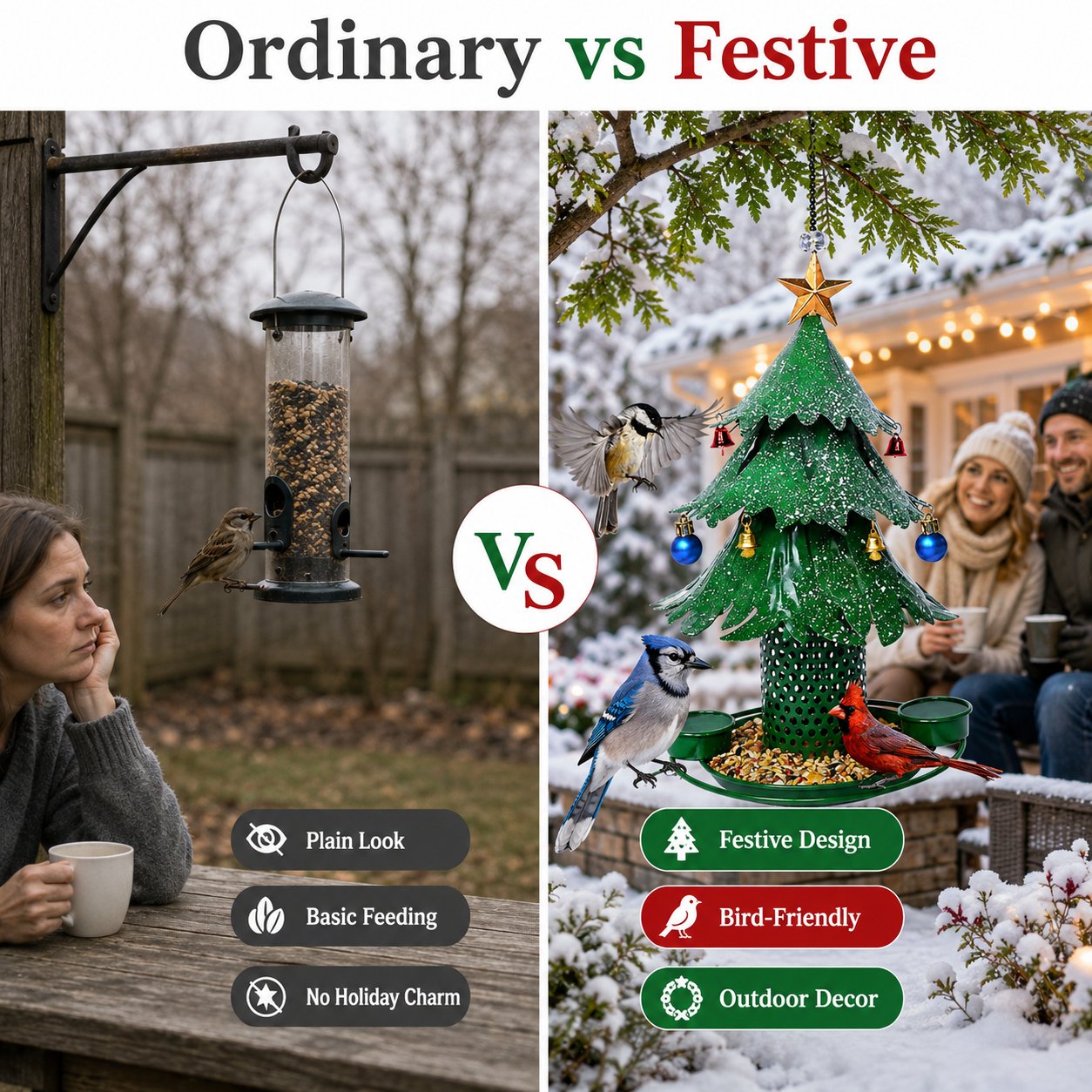 ✨ Breng wintermagie voor je raam: Luxe kerstboom vogelvoederbak met echt klokkenspel! 🐦