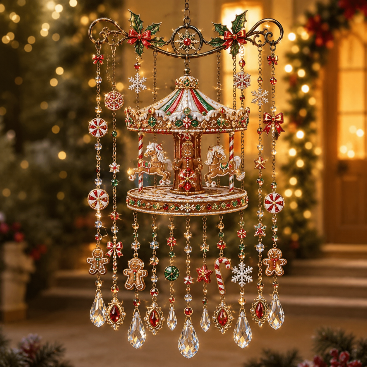 🔮 Magische Kerstkristallen Windgong 🎁 – Breng Warmte, Licht & Kerstmagie In Huis! 🎄