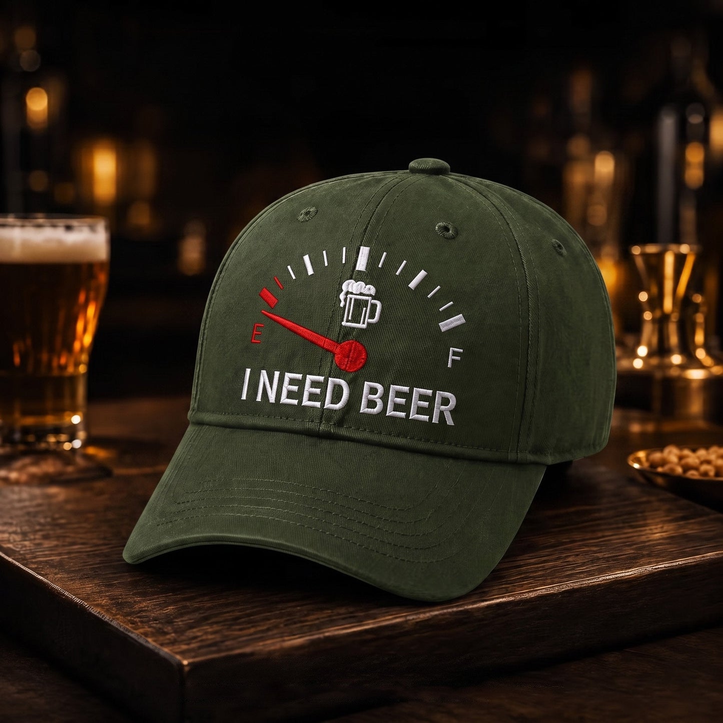 "I NEED BEER" Geborduurde Pet - Dé ultieme ijsbreker voor de bar & BBQ 🍺