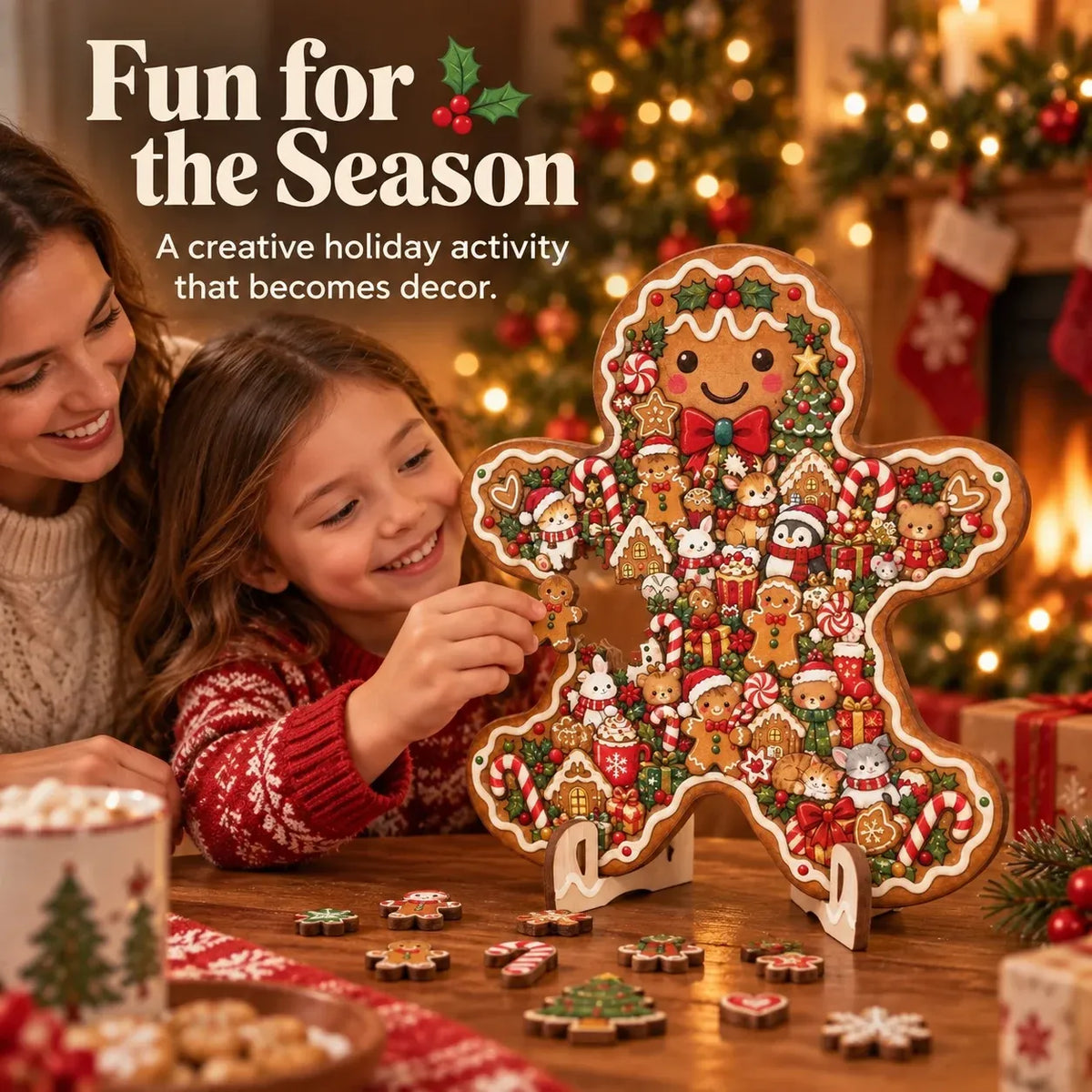🎄 Bouw Je Eigen Kerstmagie! 3D Houten Kerstpuzzel met Standaard