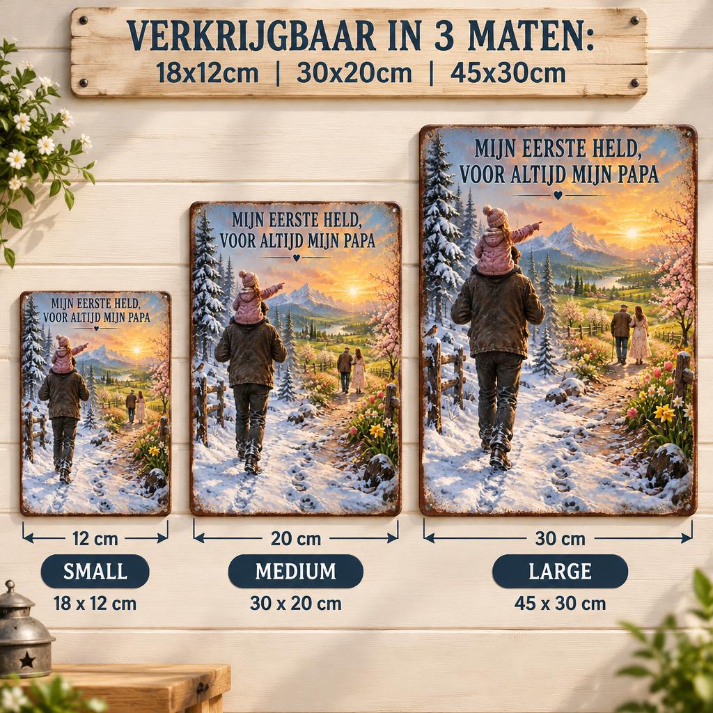 "Voor Mijn Papa, Mijn Held" Metalen Wandbord – Het Most Emotionele Cadeau voor Papa! ❤️