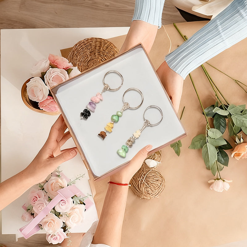 💎 Lahjaidea: Käsintehty Kivihelmi Avaimenperä – Toivon ja Voiman Symboli 💖