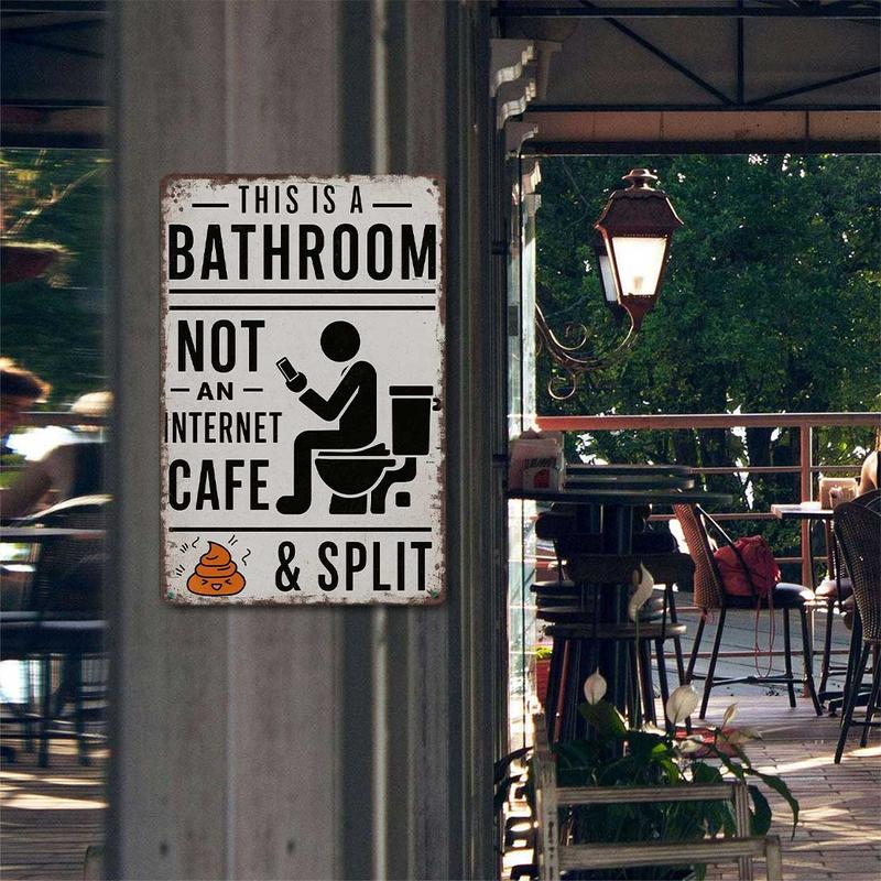 😂 Vintage Metalen Bord Toilet – Geen Internetcafé – Hét Cadeau voor Telefoonverslaafden 🚽