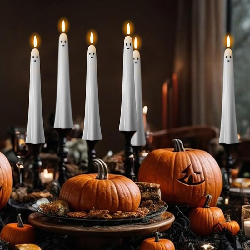 🎃👻 Kauko-ohjattava Halloween-kynttilä 3D Liekillä | Turvallinen & Sähkökynttilä Lapsille | Kummituksen Koriste 👻🎃