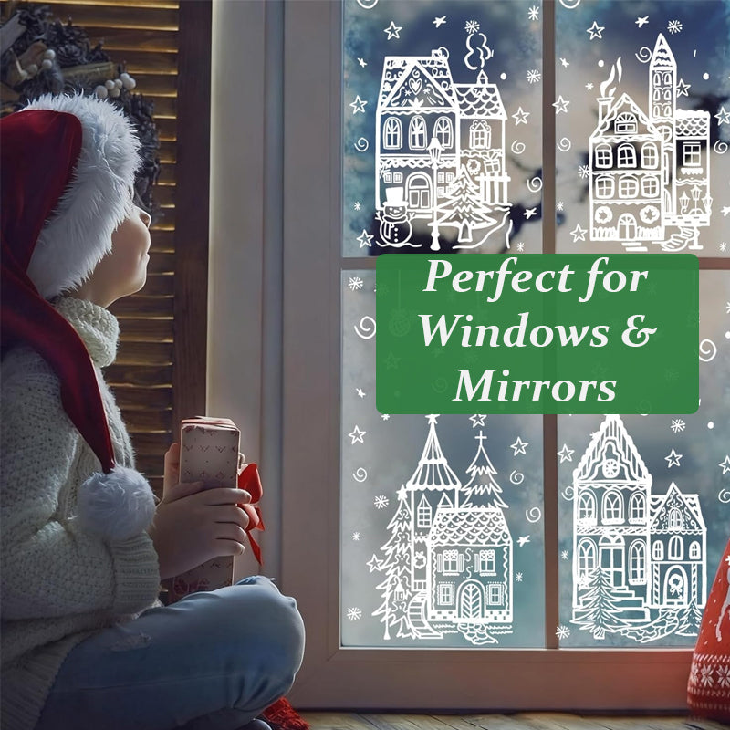 🏠 Kerstdorp Raamstickers – Breng Magische Kerstsfeer op Elk Raam! ❄️