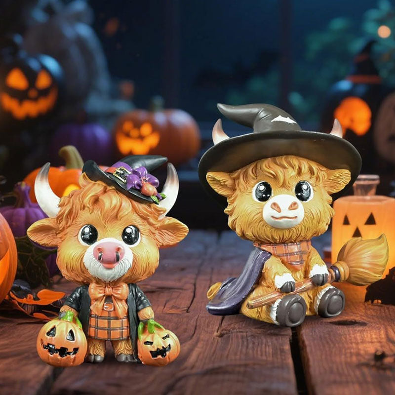 🎃 Halloween Highland Cow - söpö helmiöpöytäkoriste 🐮