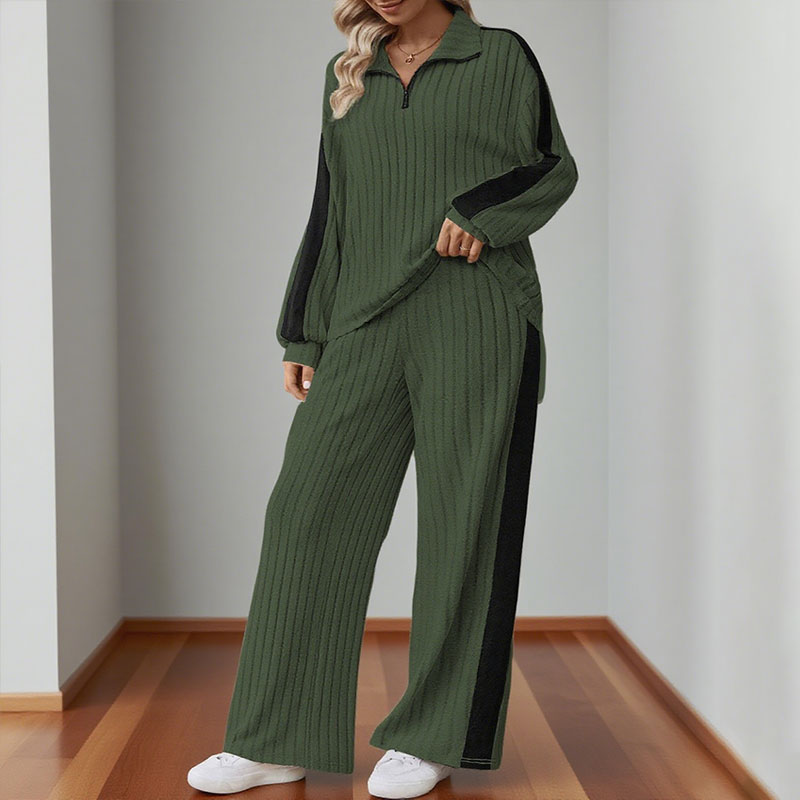🍂✨ Syksyn Must-Have: Tyylikäs Collegepaidan & Leveälahkeinen Housu-Setti Naisille 🎉