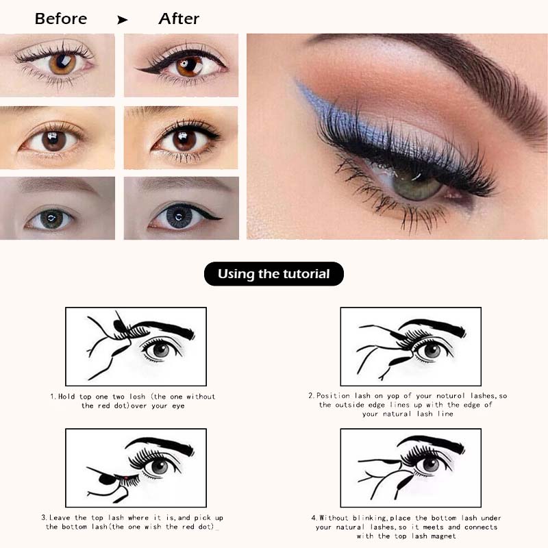 ✨ Liimaton magneettiripsisetti 👁️ 2 paria + ergonominen pinsetti 🧲💖