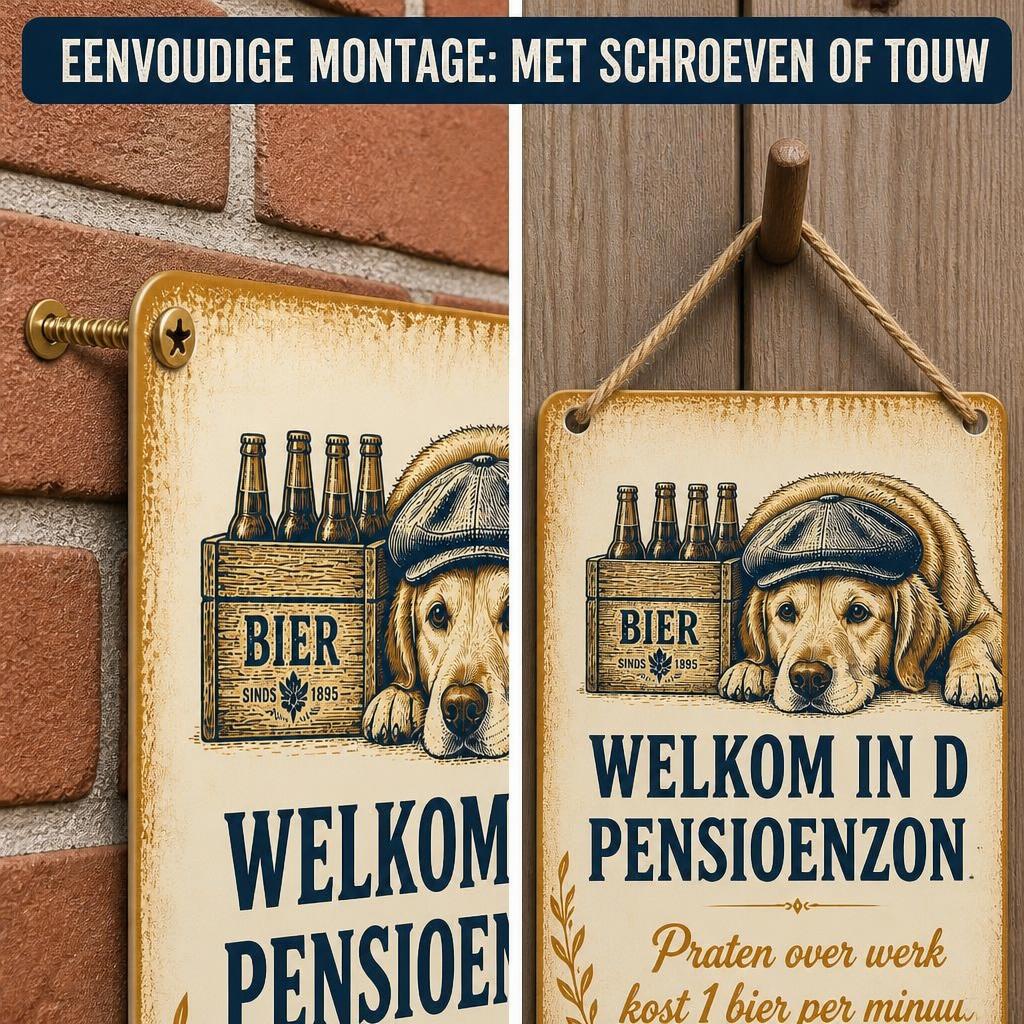 Metalen Bord "Pensioenzone" – Praten Over Werk Kost 1 Bier Per Minuut! 🍺
