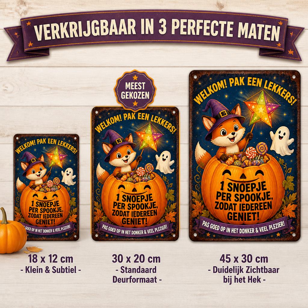 🍬 Zorgeloos De Deur Uit" Snoep Bordje | Voor Halloween & Sint-Maarten 🎃