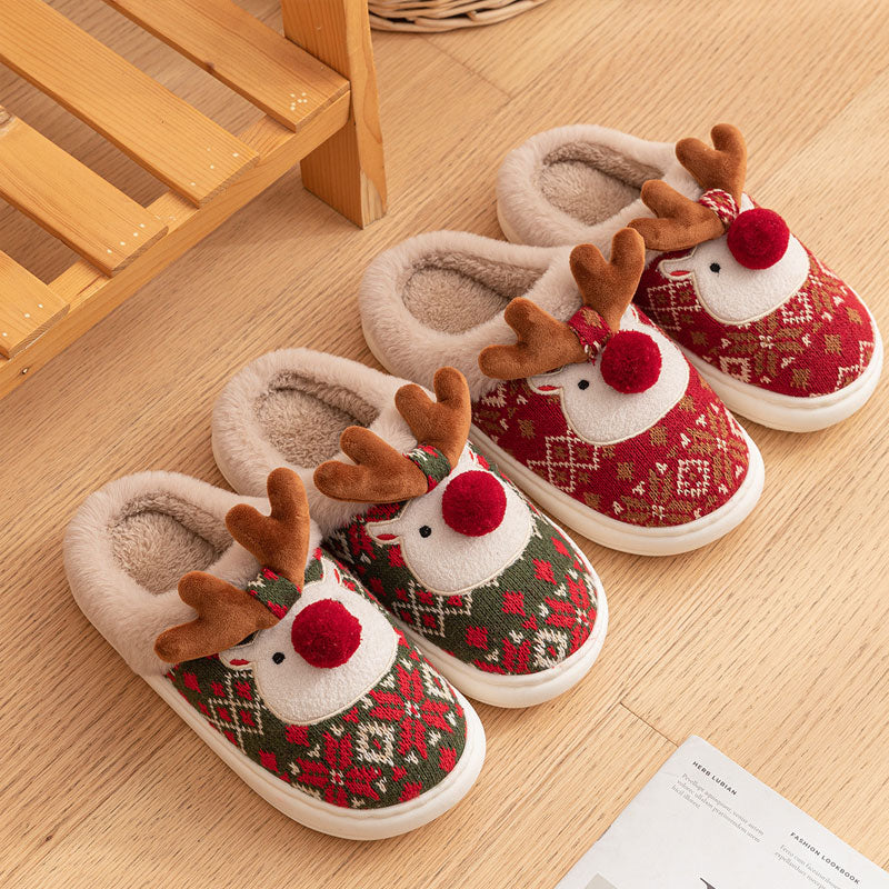 🦌 Suloiset Poro Tohvelit ✨ | Lämpimät Tekoturkisvuoriset Joulutossut 🔥 | Liukumaton Pohja