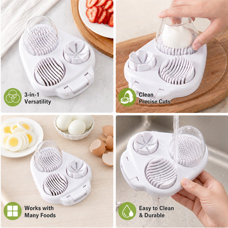 🍳 Nooit meer kruimelig eigeel! De 3-in-1 eiersnijder voor perfecte plakjes & blokjes ✨