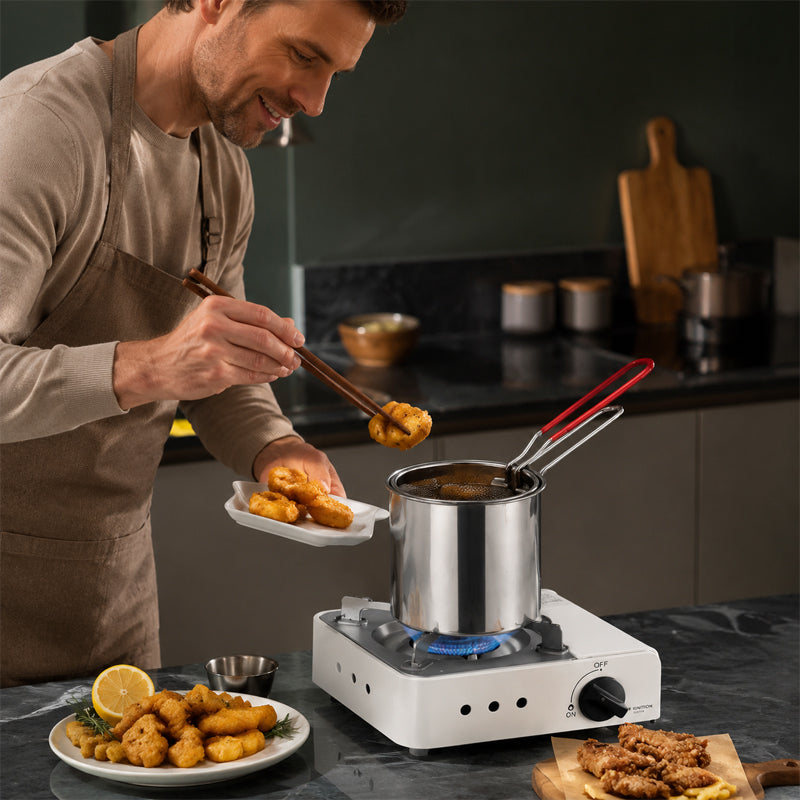 🍤 Slimme Mini Frituurpan met Zeefmand – 70% Minder Olie, 100% Krokant!