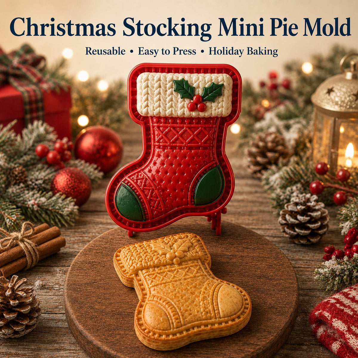 🎅 Gezellig Samen Bakken! 8-in-1 Kerst Mini Taart Stempel Set (Anti-Aanbak & Gedetailleerd)
