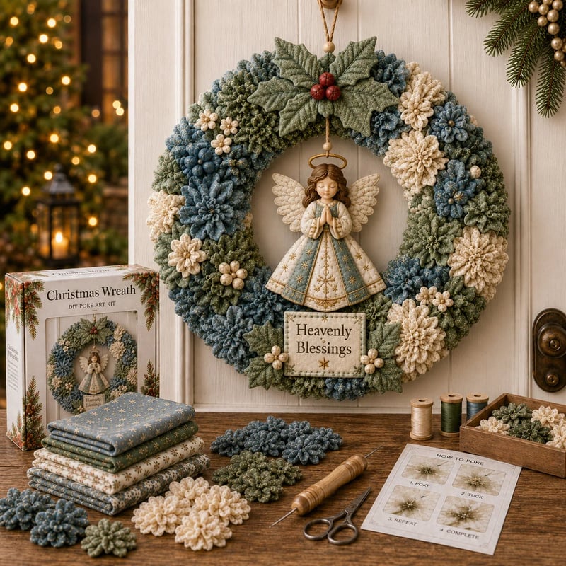 🎄 DIY Kerstkrans Knutselpakket met 3D-Textuur | Ontspannend & Sfeervol voor aan de Deur