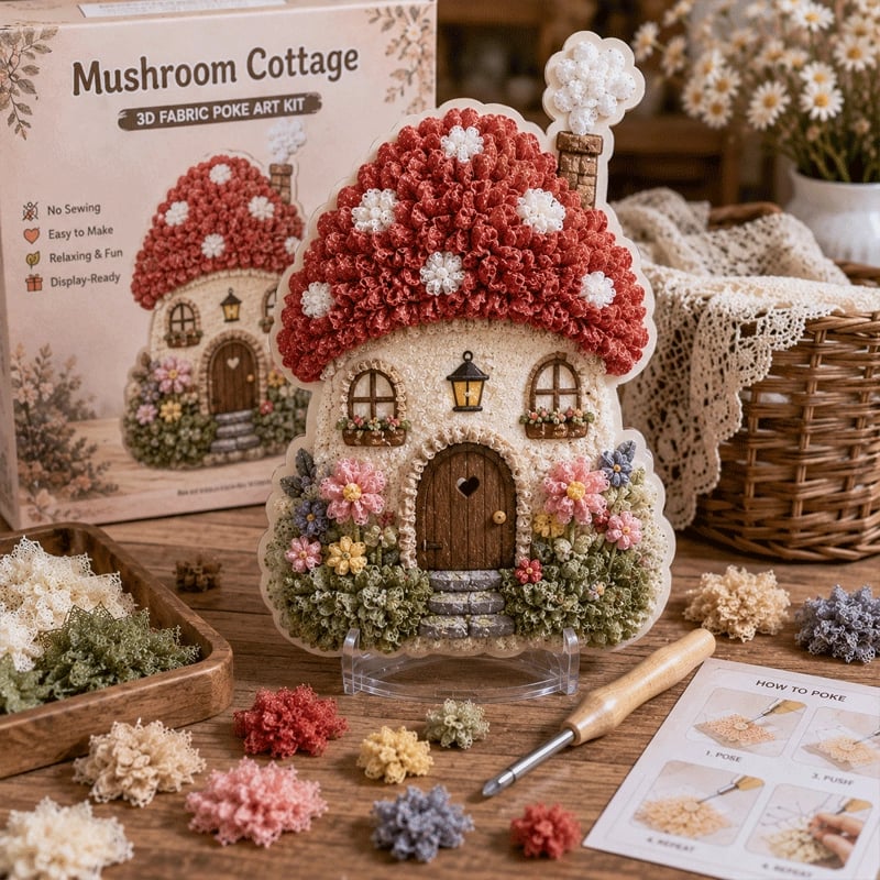 🏡 Geen ervaring of naaiwerk nodig! Prik & ontspan je eigen 3D Sprookjesdorp 🌸
