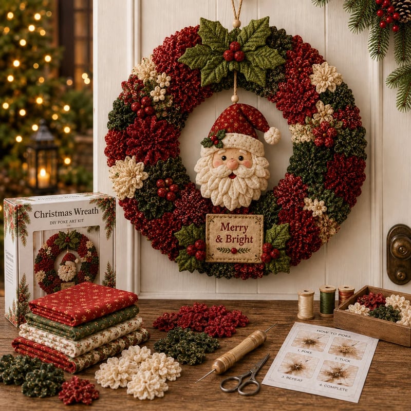🎄 DIY Kerstkrans Knutselpakket met 3D-Textuur | Ontspannend & Sfeervol voor aan de Deur
