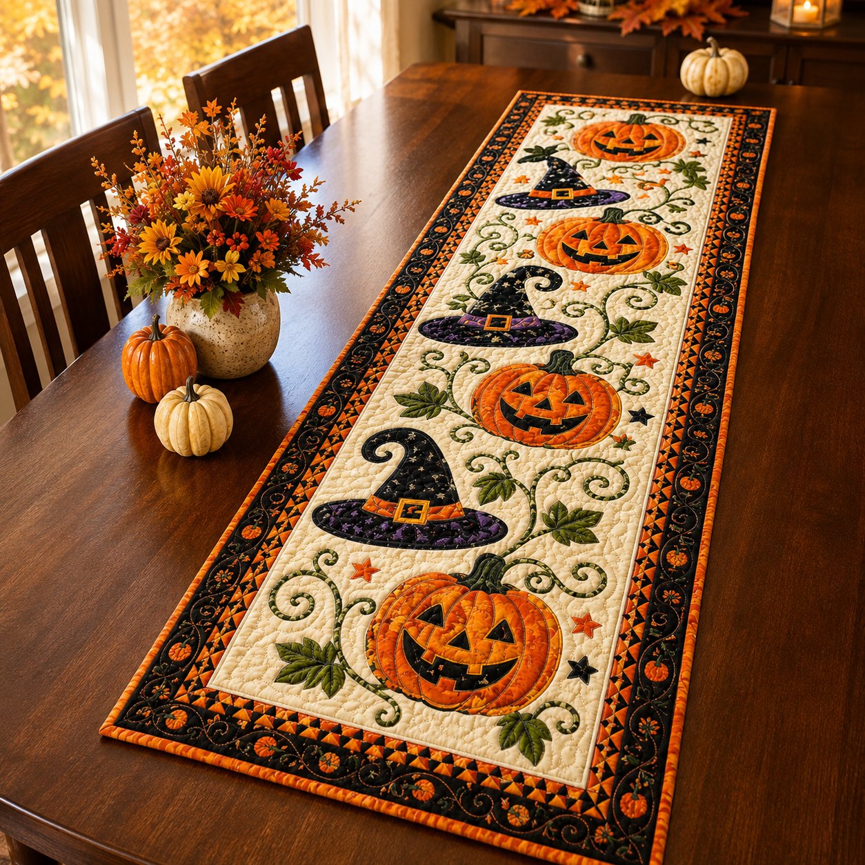 Sfeervolle Herfst & Halloween Tafelloper 🎃 (Luxe Gewatteerd Design)
