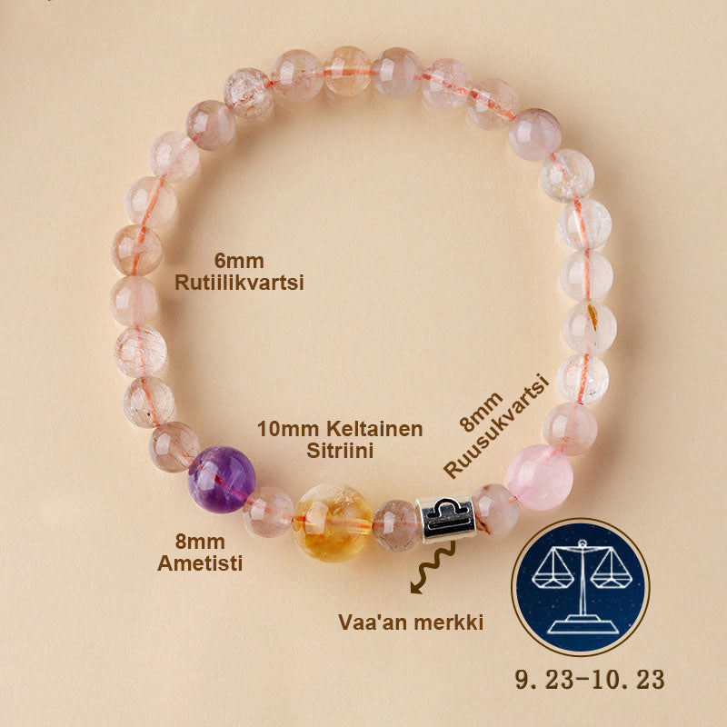✨ Henkilökohtainen Horoskooppirannekoru | Aito Luonnonkristalli Energiatasapainottaja 🌌 Täydellinen Lahja 💖