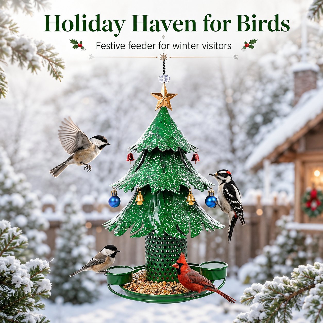 ✨ Breng wintermagie voor je raam: Luxe kerstboom vogelvoederbak met echt klokkenspel! 🐦