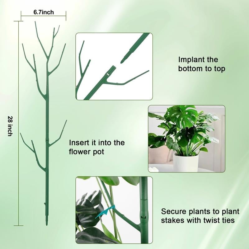 🌿 5 kpl Vihreä Kasvituki - Säädettävä Tukitanko Kiipeville Kasveille (Monstera, Pothos) | Sisä- ja Ulkokäyttöön 💕